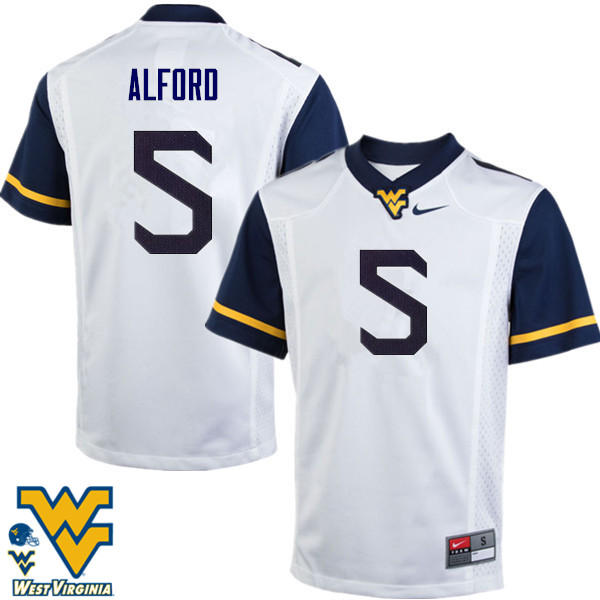 NCAA Men's Mario Alford West Virginia Mountaineers White #5 Nike Stitched Football College Authentic Jersey QH23B68HQ